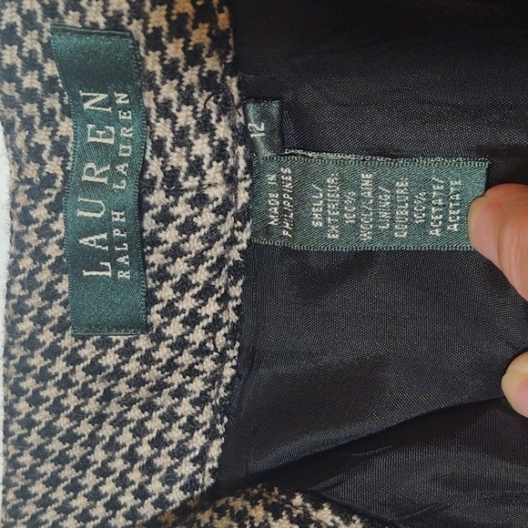 Lauren Ralph Lauren Womens Black Wool Herringbone Trousers - Picture 6 of 9